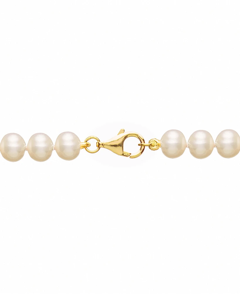 2-Pc. Set Cultured Freshwater Pearl (7- 7-1/2mm) & Cubic Zirconia Collar Necklace & Complementing Stud Earrings