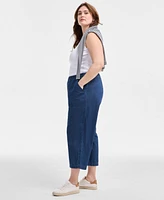 Style & Co Plus Size Chambray Pull-On Cropped Pants, Exclusively at Macy's