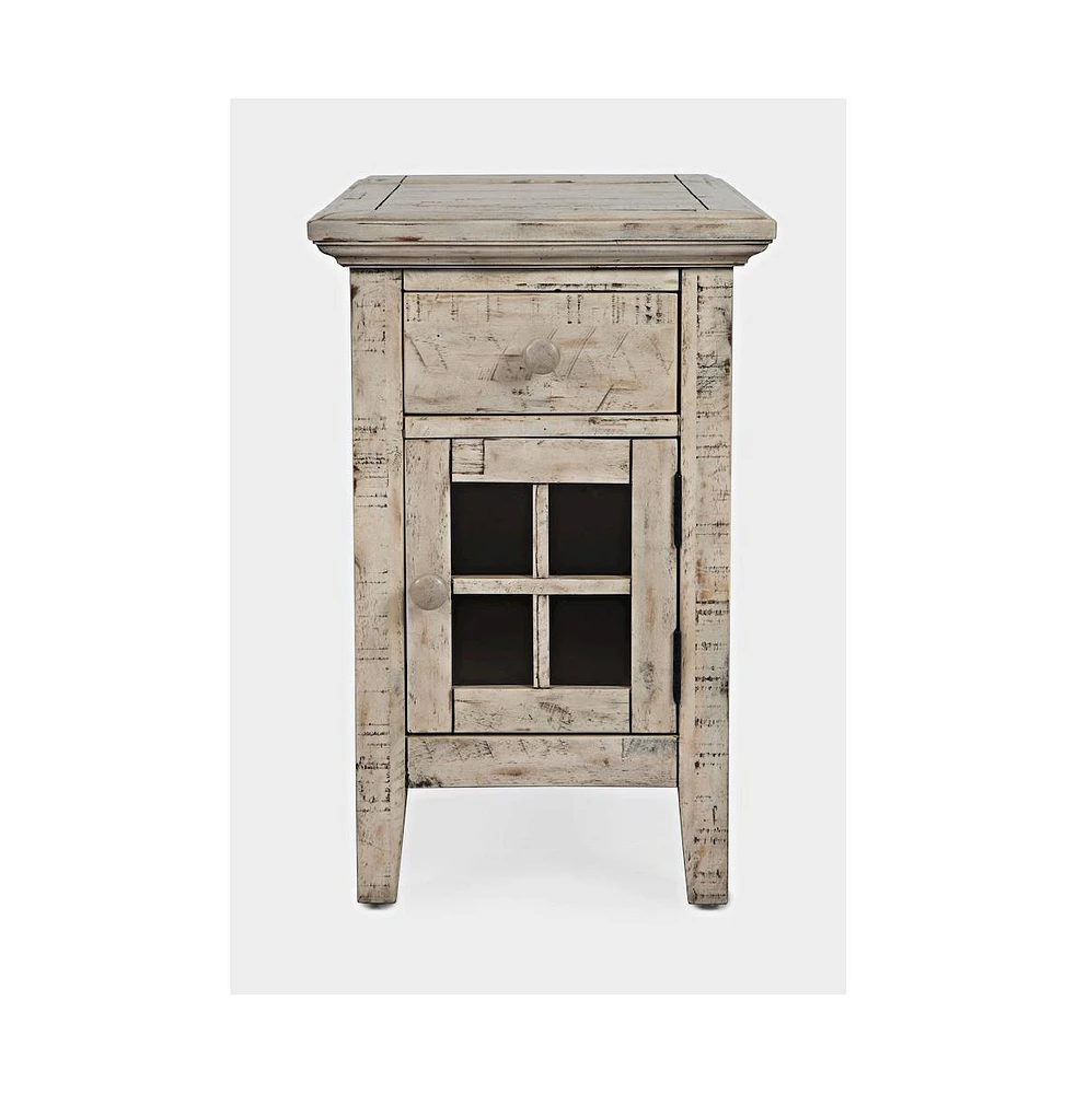 Rustic Shores Distressed Acacia Usb Charging Chairside End Table