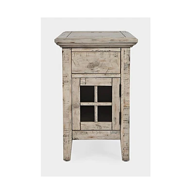 Rustic Shores Distressed Acacia Usb Charging Chairside End Table