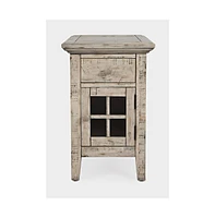 Rustic Shores Distressed Acacia Usb Charging Chairside End Table