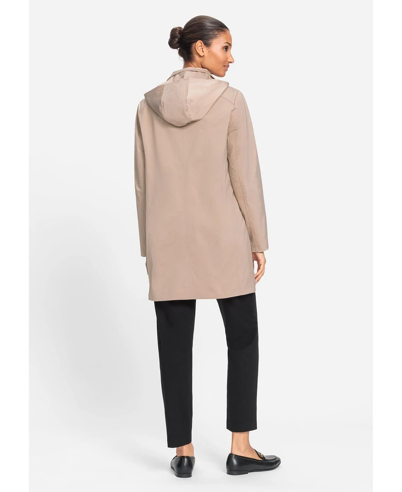 Olsen Women's Long Wind Repellant Hooded Jacket