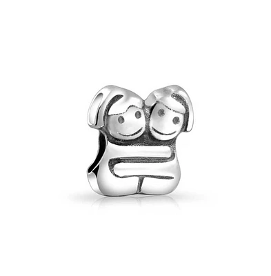 Bling Jewelry Bff Best Hugging Friends Forever Charm Bead Sterling Silver Bracelet