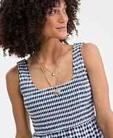 On 34th Women's Woven Gingham Tiered Scoop-Neck Tank Midi Dress
