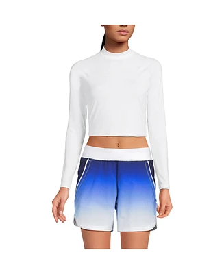 Lands' End Women's Long SunShade Upf 50 Sleeve Cropped Rash Guard