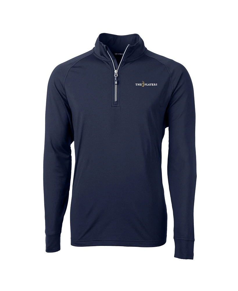 Cutter & Buck Men's Navy The Players Adapt Eco Knit Stretch Quarter-Zip Pullover Top