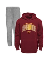 Outerstuff Toddler 2-Piece Burgundy/Heathered Gray Washington Commanders Double-Up Pullover Hoodie and Pants Set