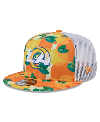 New Era Men's Orange Los Angeles Rams Citrus 9FIFTY Trucker Snapback Hat