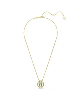 Swarovski Chroma Octagon Cut Green Gold-Tone Plated Pendant Necklace