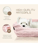 Reserve Jacquard Cuddler, Ultra-Soft & Elegant Pet Bed for Dogs Cats, Pink