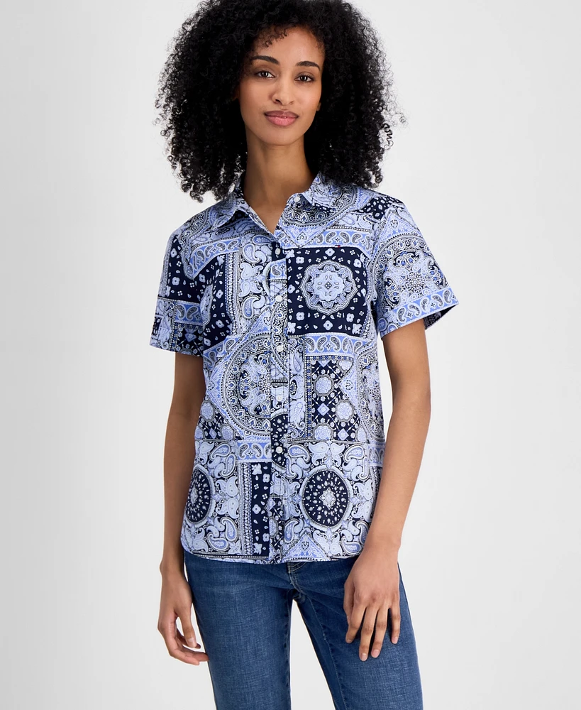 Tommy Hilfiger Women's Striped Cotton Camp Shirt