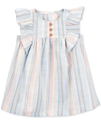 Carter's Baby Girls Striped Flutter-Sleeve Dress