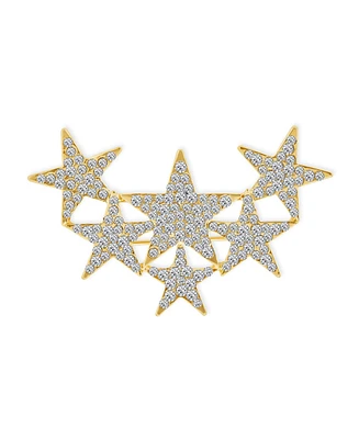 Bling Jewelry Large Statement Celestial Patriotic Usa Rock Star Crystal Stars Brooch Pin