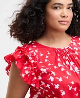 On 34th Trendy Plus Size Flowing Meadow Ruffle-Sleeve Top, Exclusively at Macy's