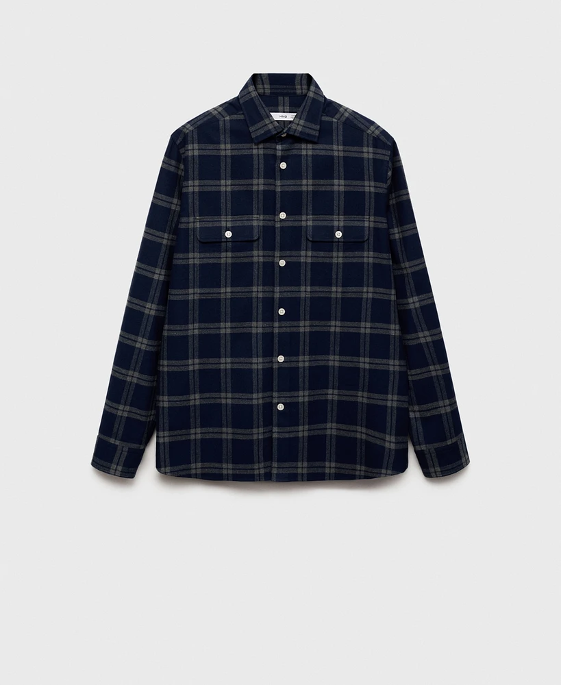 Mango Men's Checked Flannel Overshirt