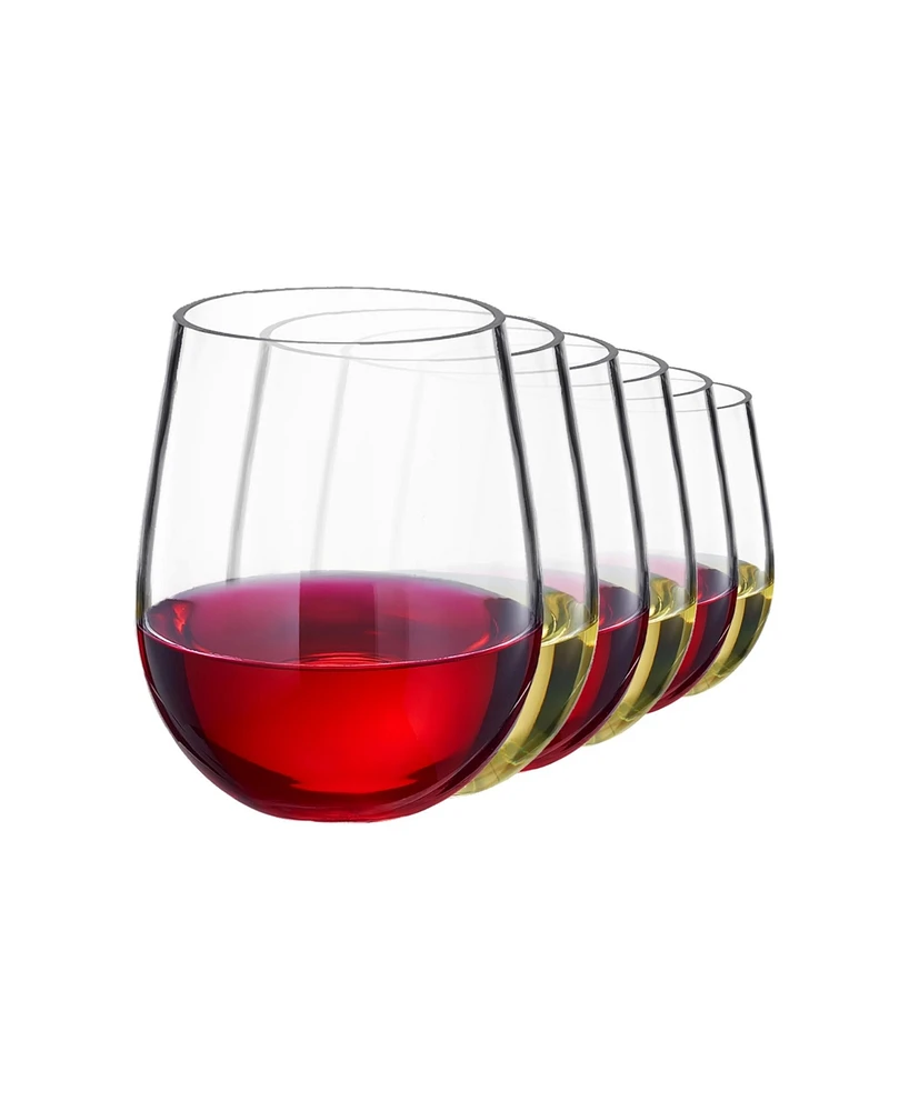 The Wine Savant Tritan Unbreakable Stemless Plastic Wine Glasses, Set of 6