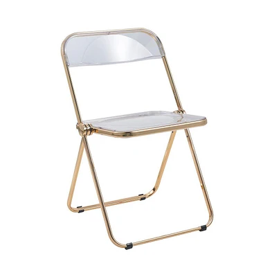 Lawrence Acrylic Folding Chair With Gold Metal Frame