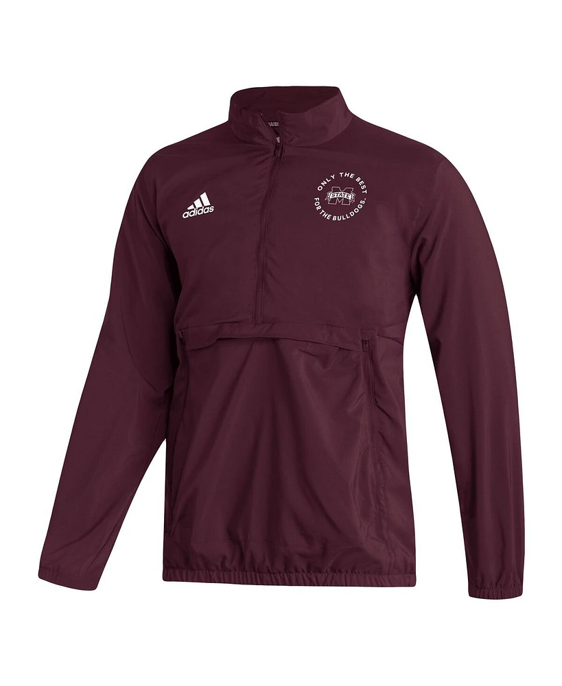 Adidas Men's Maroon Mississippi State Bulldogs Aeroready Half-Zip Jacket