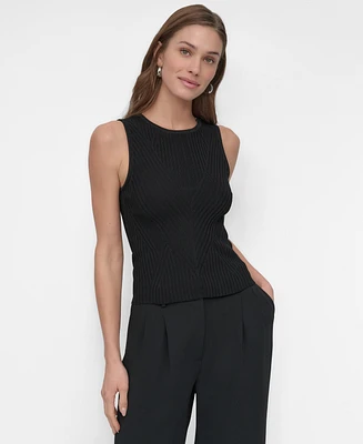 Dkny Women's Ribbed Sleeveless Crewneck Sweater