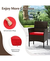 Slickblue 4-Piece Wicker Patio Set with Cushioned Seats for Outdoor Lounge or Garden