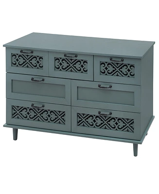 Vintage 7 Drawer Storage Cabinet Sideboard Buffet Cabinet Entryway Cabinet with Drawers Accent Storage Cabinet for Living Room Bedroom