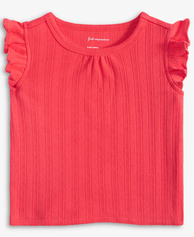 First Impressions Baby Girls Solid Pointelle Flutter-Sleeve Top, Exclusively at Macy's