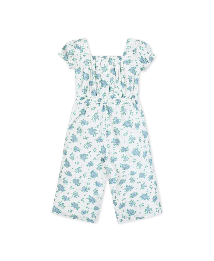 Hope & Henry Toddler Girls Linen Puff Sleeve Smocked Waist Jumpsuit