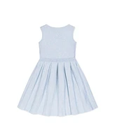 Hope & Henry Little Girls Heirloom Sleeveless Pleated Sweater Dress with Bow