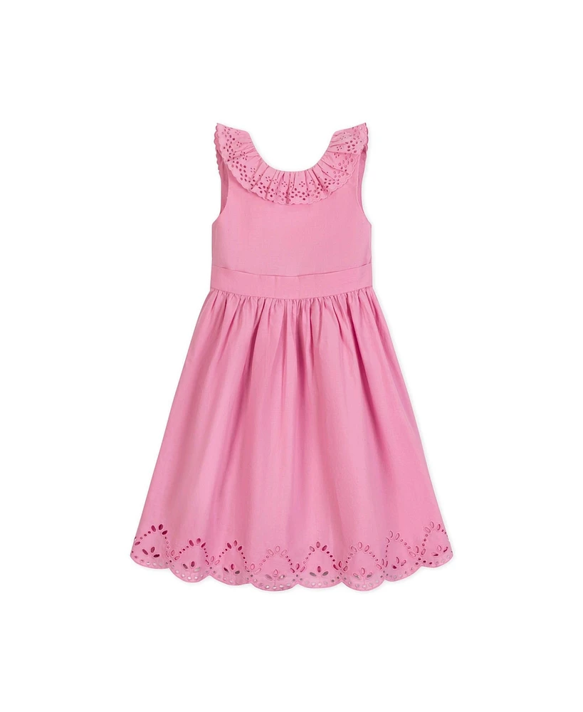 Hope & Henry Toddler Girls Ruffle Collar Party Dress with Eyelet Embroidery