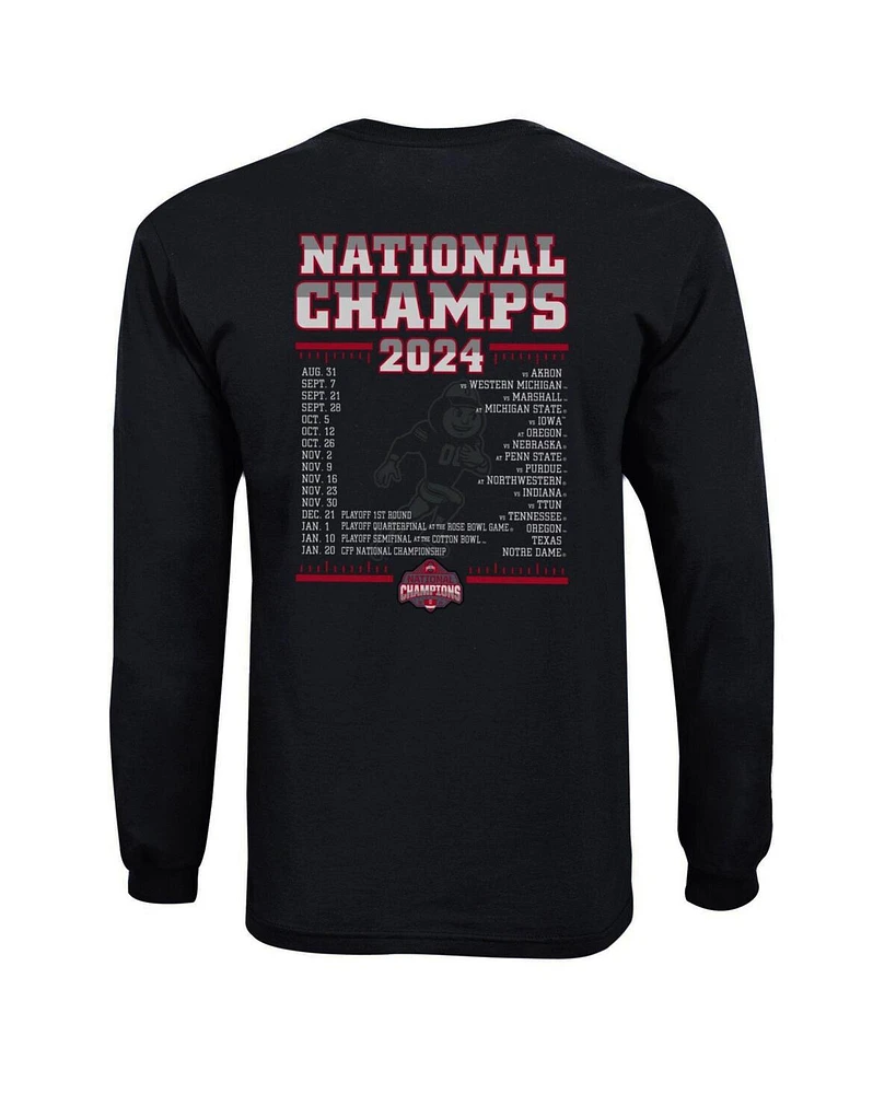 Champion Big Boys and Girls Black Ohio State Buckeyes College Football Playoff 2024 National Champions Schedule Long Sleeve T-Shirt