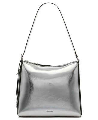 Calvin Klein Mandy Metallic Top Zipper Shoulder Bag