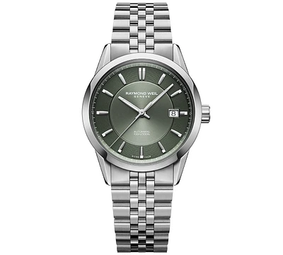 Raymond Weil Men's Freelancer Automatic Olive Green Dial Stainless Steel Bracelet Watch 38mm