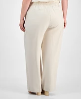 Jones New York Plus Size Linen-Blend Pull-On Pants