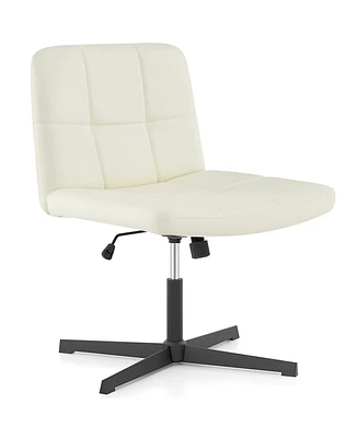 Upholstered Cross-Legged Office Chair with Oversized U-Shaped Seat Comfortable and Stylish Desk Chair