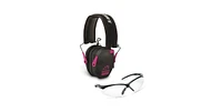 Walker's Razor Slim Electronic Shooting Range Earmuffs (Black/Pink) & Glasses