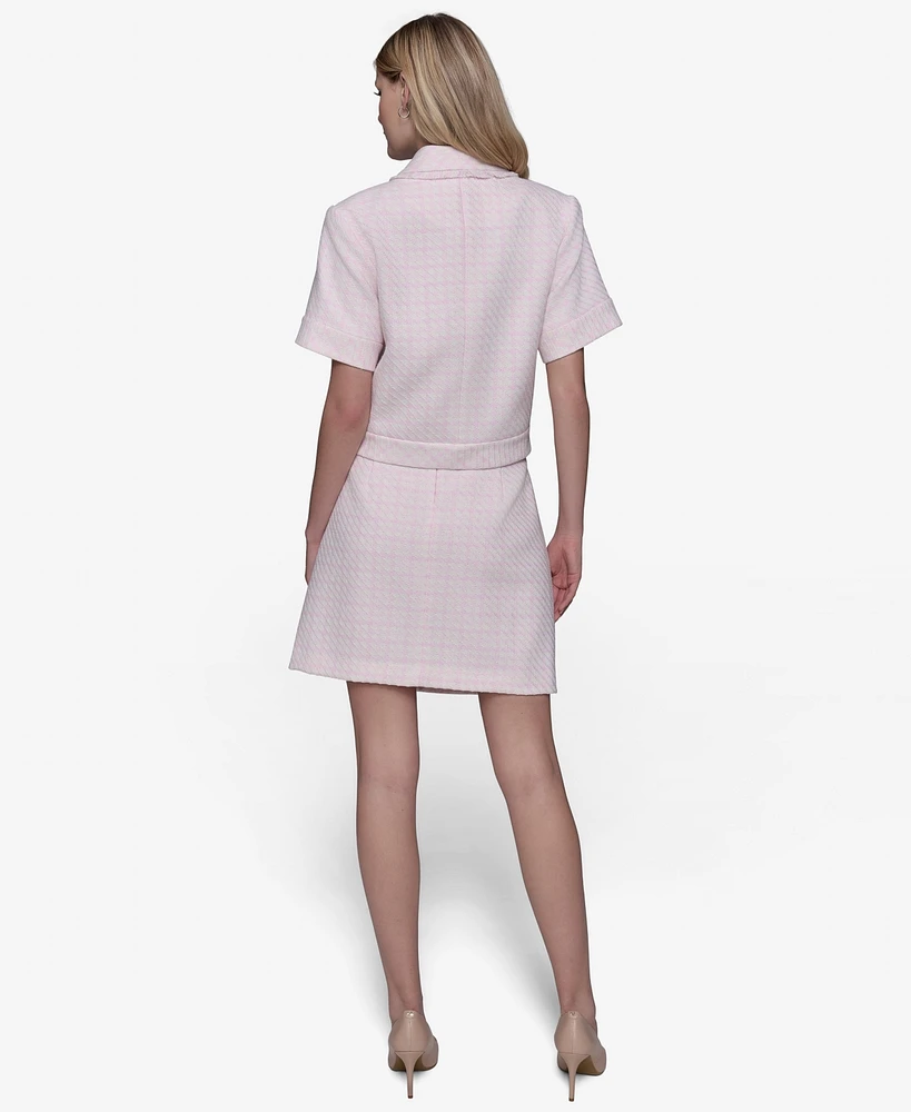 Karl Lagerfeld Paris Women's Tweed Fringe-Trim Jacket
