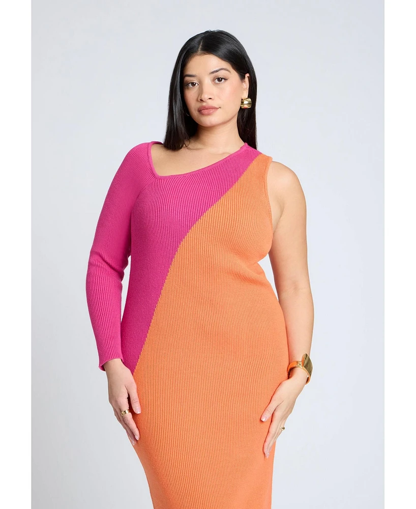 Eloquii Women's Colorblocked Asym Dress