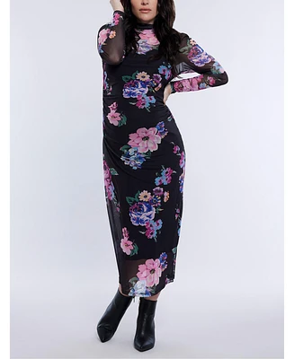 Motherhood Maternity Mesh Turtleneck Maxi Dress