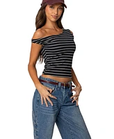 Edikted Women's Keryn Striped Asymmetric Top