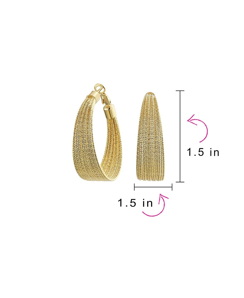 Bling Jewelry Multi Cable Hoop Huggie Earrings Gold Plated Brass 1.5 Inch Diameter