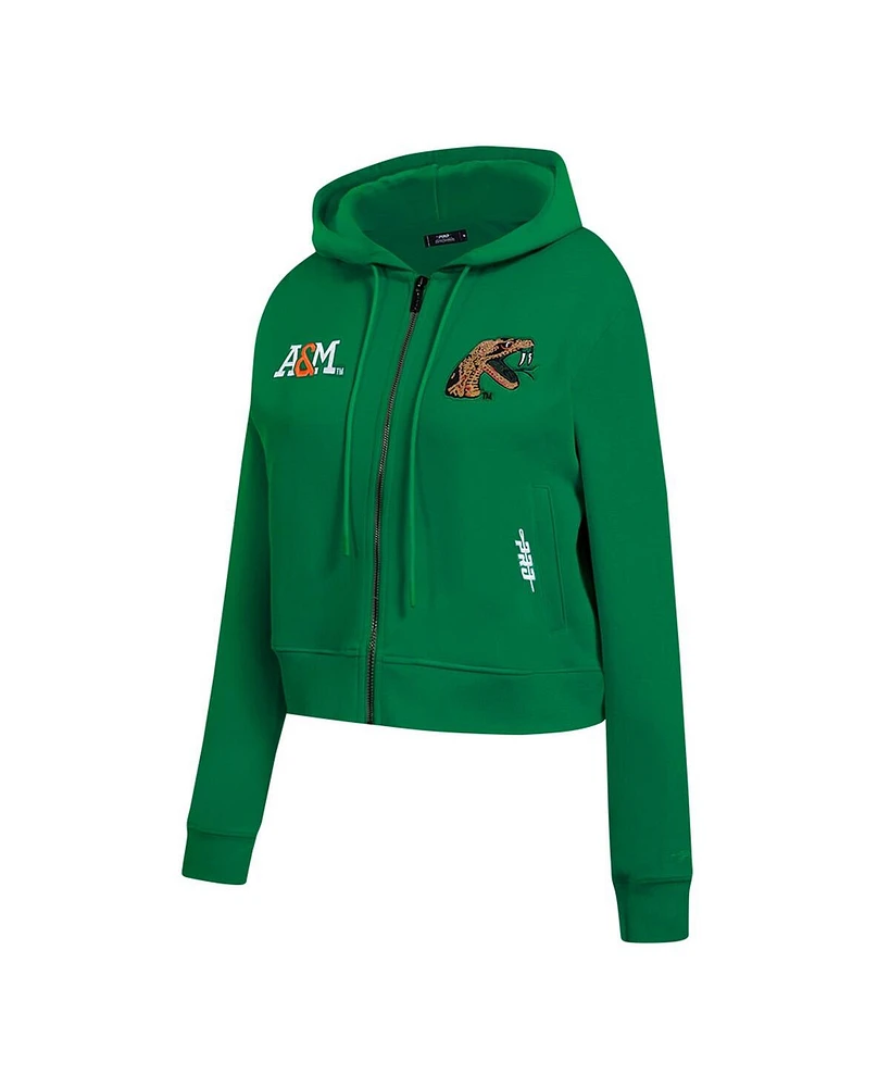 Pro Standard Women's Green Florida A&M Rattlers Game Day Sequin Full-Zip Hooded Jacket
