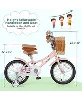 Kids Retro Bike with Adjustable Height and Basket Fun and Stylish Bicycle for Ages 4-7 Years Old