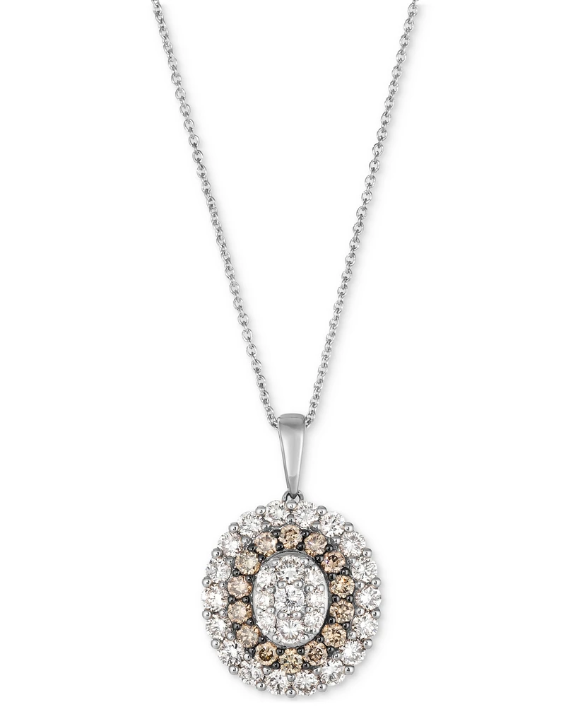 Le Vian Chocolate Diamond & Nude Oval Halo Adjustable 20" Pendant Necklace (1-1/2 ct. t.w.) 14k Rose Gold
