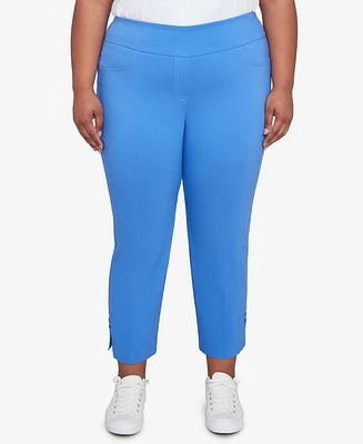 Hearts Of Palm Plus It Had To Be Blue Solid Tech Stretch Pull On Capri Pants