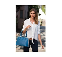 Susu Saffiano Leather Satchel Bag Blue Purse Women's Handbag