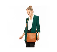 Susu Brown Leather Messenger Bag Women s Crossbody Purse with Zipper Closure and Adjustable Strap