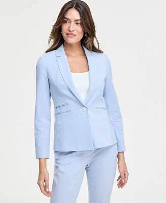 Tahari Asl Women's Seersucker Ruched-Sleeve Jacket