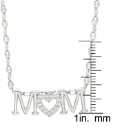 Lab-Grown White Sapphire Mom Heart 18" Pendant Necklace (1/8 ct. t.w.) in Sterling Silver