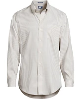 Lands' End Men's Pattern No Iron Supima Pinpoint Button Down Collar Dress Shirt