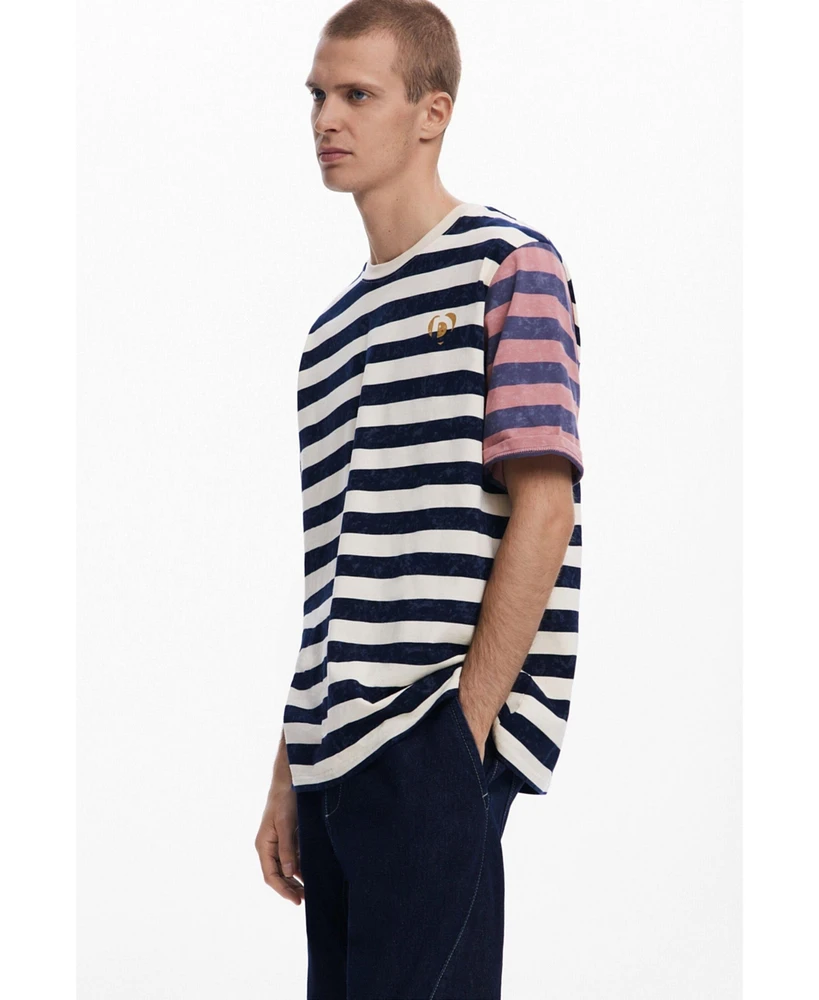 Desigual Men's Striped T-shirt with logo